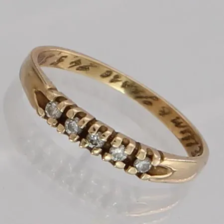 Timanttisormus 5xn.0.02ct, koko 16, kaiverrettu, 585, paino 1,5g