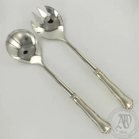 Salaattiottimet, Chippendale, kaiverrettu, pituus 260mm, 830br, paino 142,6g