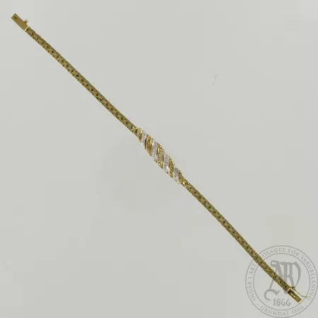 Timanttirannekoru 15xn.0.005ct, pituus 190mm, 585 kelta- ja valkokulta, paino 7,3g