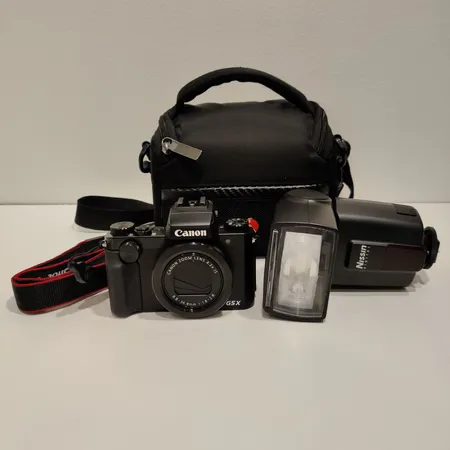 Digikamera, Canon PowerShot G5 X, salama Di600 PowerZoom 24-105mm, kantolaukku, laturi, usb-kaapeli ja ostokuitti Lähetetään postipakettina.