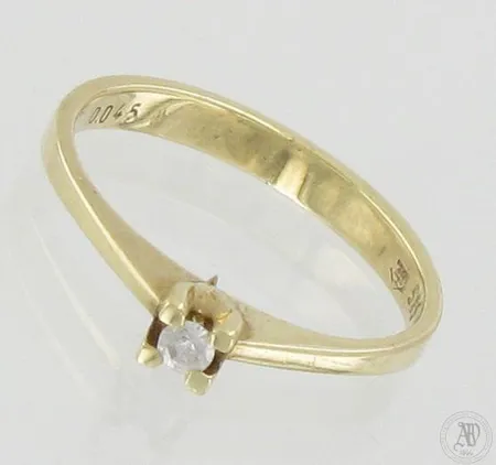 Timanttisormus 1xn.0.045ct, koko 16½, 585, paino 2,1g