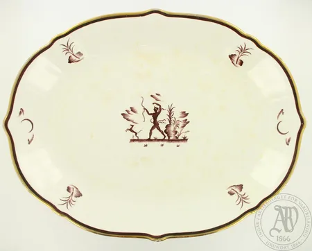 Tarjoululautanen Arabia, käytön jälkiä, mitat 20x27cm, 1928-1932 Lähetetään postipakettina.