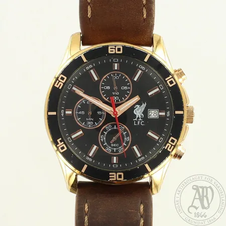 Teräsrannekello L.F.C (Liverpool), kausi 2015/16, limited edition, nro 9648, Quartz, käytön jälkiä, taulun Ø 43mm, nahkaranneke