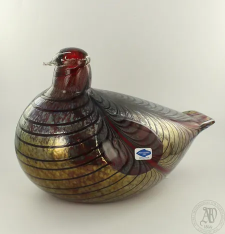 Lasilintu Iittala, Fasaani, signeeraus Oiva Toikka nuutajärvi Nordsjö, mitat 140x200mm, päässä pieniä naarmuja
