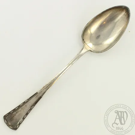 Jälkiruokalusikka, pituus 180mm, nimileime A. Tillnader, vuodelta 1938, 813, paino 41,3g 