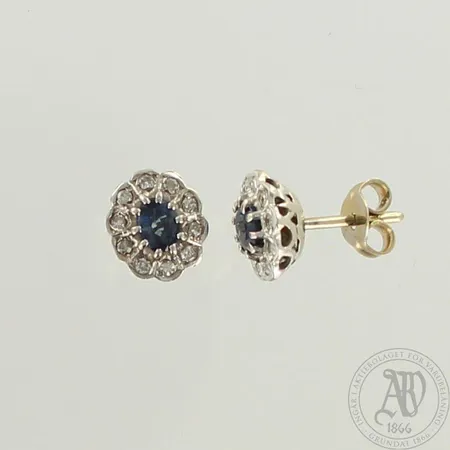 Kivikorvakorut 10xn.0.01ct, korkeus 9,5mm, 585br kelta- ja valkokulta, paino 2,0g 