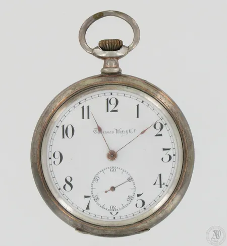 Hopea taskukello Tavannes Watch Co, Ø 55mm, 15 kivinen manuaali veto, 800br, paino 99,6g 