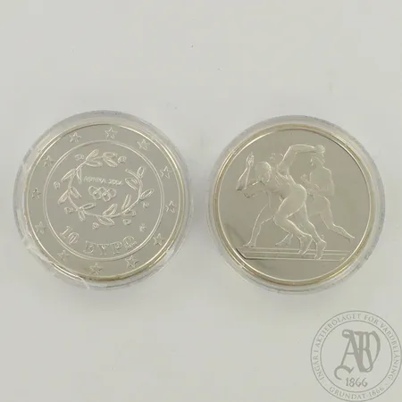 2 Olympiajuhlarahaa, 2004, 925, nimellisarvo 20 euroa, 925, paino 68,3g 