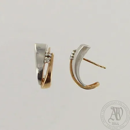 Timanttikorvakorut 4xn.0.01ct, korkeus 15mm, taustat puuttuu, 585 kelta- ja valkokulta, paino 4,4g