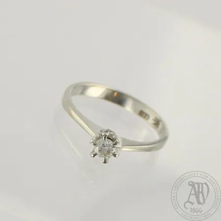 Timanttisormus 1xn.0.16ct, koko 17, 750 valkokulta, paino 2,1g