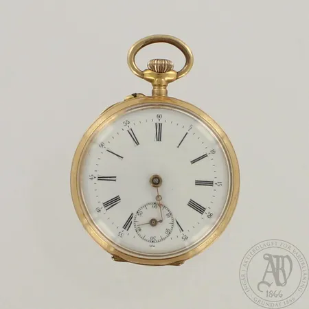 Viallinen kultataskukello, välikuori metallia, Ø33mm, 585br, paino 27,3g