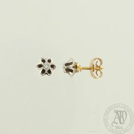 Timanttikorvakorut 2xn.0.06ct, Ø 6mm, 750 kelta- ja valkokulta, paino 2,1g 