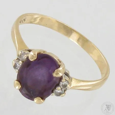Kivisormus timanteilla 4xn.0.02ct, koko 17½, käytön jälkiä, 585br, paino 2,3g 