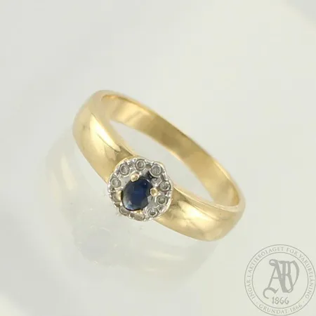 Kivisormus timanteilla 10xn.0.005ct, koko 17, 585br kelta- ja valkokulta, paino 2,7g