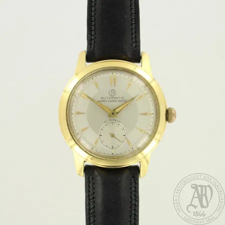 Kultarannekello Bimag-Automatic, pleksilasissa naarmuja, Ø 35mm, nahkaranneke, 585br, paino 41,0g
