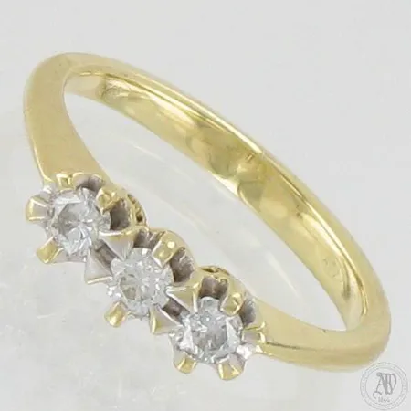 Timanttisormus 3xn.0.09ct, koko 16, 750, paino 3,4g