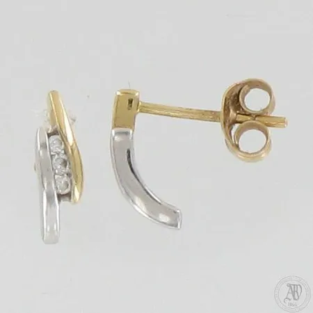 Timanttikorvakorut 6xn.0.005-0.01ct, korkeus 11mm, 585 valko- ja keltakulta, paino 1,1g