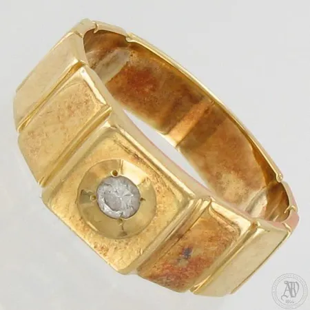 Timanttikantasormus 1xn.0.10ct, koko 19, 750, paino 8,6g