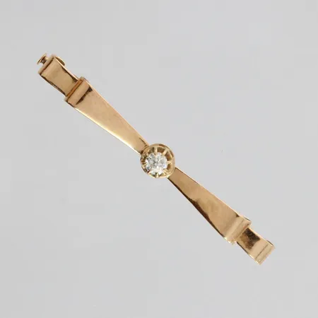 Timanttirintaneula 1xn.0.14ct vanha hiontainen, leveys 45mm, vuodelta 1953, 585, paino 2,0g