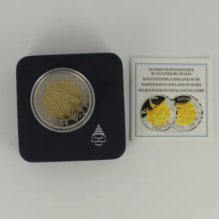 Juhlaraha Suomi, 5, 2007, Suomen itsenäisyyden 90-vuotisjuhlaraha, kupari/nikkeli