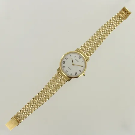Kultarannekello Geneve, quartz:paristo loppunut, taulun Ø 33mm, ranneekkeen pituus 220mm, 585br, paino 53,4g