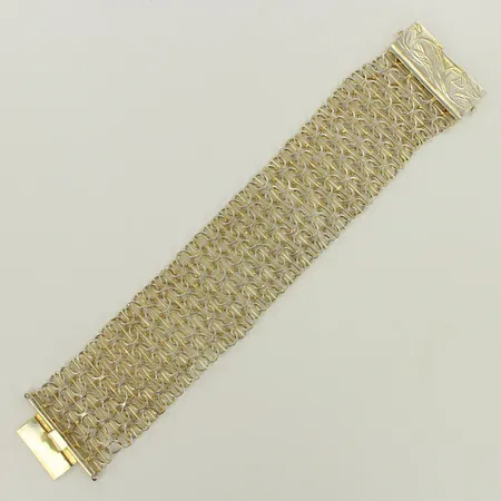 Rannekoru, pituus 230mm, leveys 40mm, yksi viallinen lenkki, 925, paino 57,9g