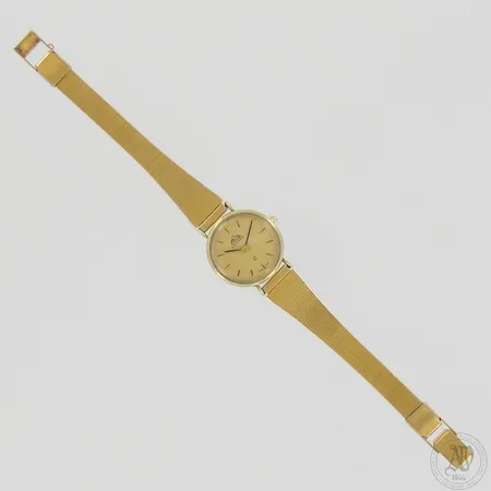 Naisten kultarannekello Leijona metallirannekkeella, quartz, takakanessa kaiverrus, pituus ja Ø 170mm ja 25mm, 585br, paino 19,4g 