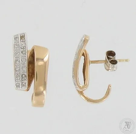 Timanttikorvakorut 28xn.0.005ct, toinen tausta 830, korkeus 18mm, 585br kelta- ja valkokulta, paino 4,5g