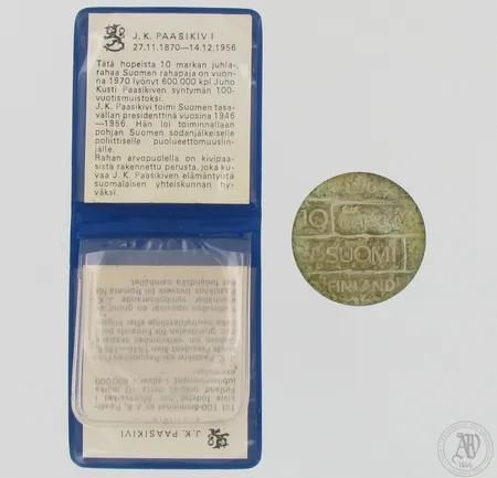Juhlaraha, Suomi, 10 mk, J.K. Paasikivi, kotelo, 500, paino 22,8g