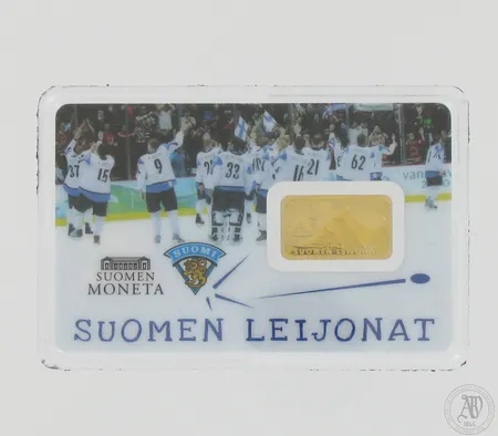 Kultaharkko Suomen Leijonat, numeroitu 331/999, 999.9, paino 2,5g
