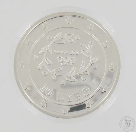 Juhlaraha, 10 euroa, Ateena 2004, 925, paino 34,2g