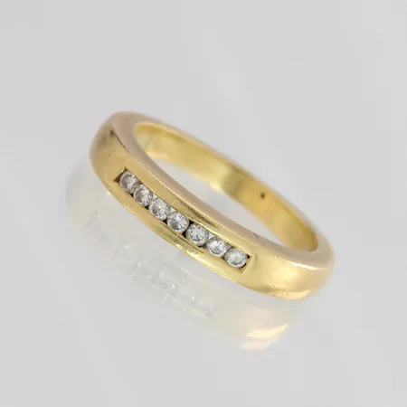 Timanttisormus 7xn.0.02ct, käytön jälkiä, koko 16¼, 750, paino 5,9g