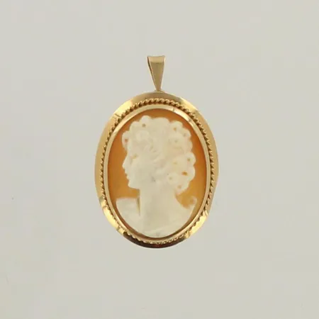 Camee-rintaneula riipuslenkillä, korkeus 30mm, 585br, paino 2,9g 