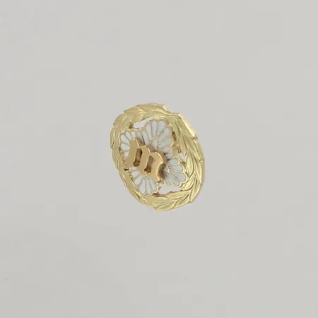 Emaloitu pinssi, tausta puuttuu, Ø 15,5mm, 585br, paino 3,1g 