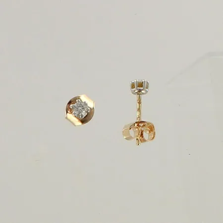 Timanttikorvakorut 0.05ct, 585 kelta- ja valkokulta, paino 0,6g 