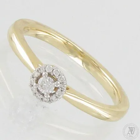 Timanttisormus 1xn.0.06ct 12xn.0.005ct, koko 16½, 585, paino 2,4g