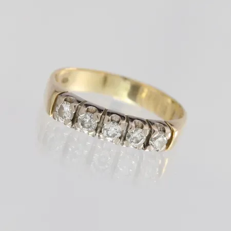 Timanttisormus 5x.n.0.07ct, koko 16¾, 585 kelta- ja valkokulta, paino 3,1g