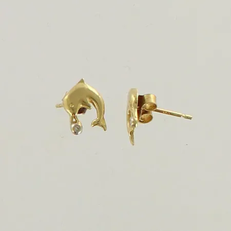 Korvakorut timanteilla 2xn.0.002ct, korkeus 10mm, 585, paino 1,1g