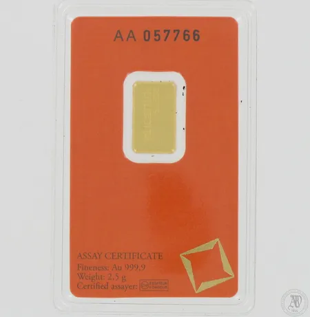Kultaharkko Valcambi, AA 057766, 999, paino 2,5g