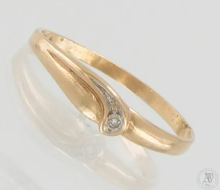 Timanttisormus 1xn.0.005ct, koko 18, 585 kelta- valkokulta, paino 0,9g