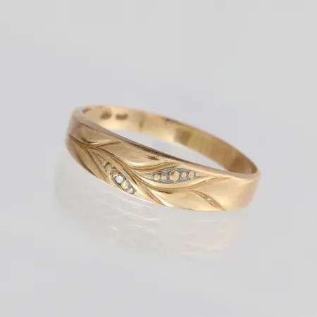 Timanttisormus 1xn.0.005ct, käytön jälkiä, 585, paino 1,5g