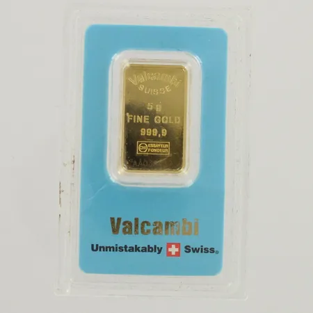 Kultalaatta Valcampi 999, suojakotelossa, AA038437, 999, paino 5g