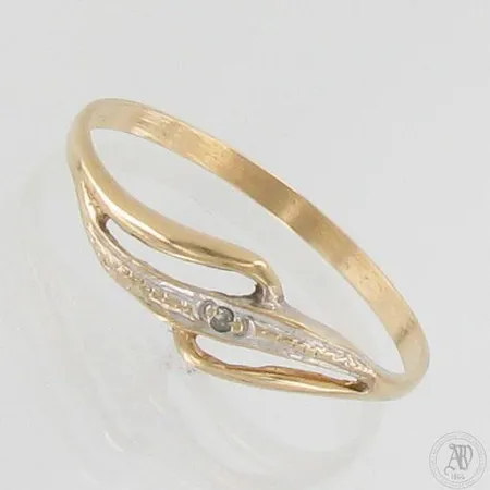 Timanttisormus 1xn.0.005ct, koko 18, 585 kelta- ja valkokulta, paino 1,0g