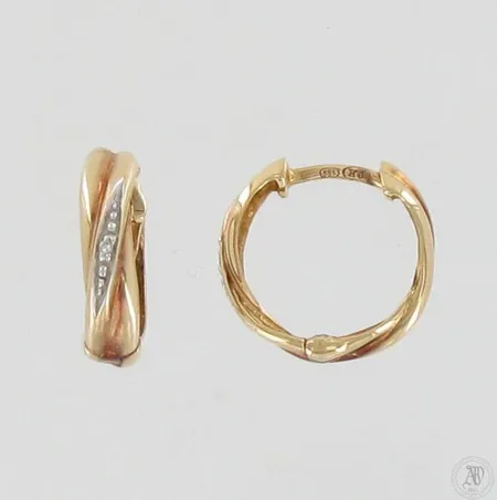 Timanttikorvakorut 2xn.0.005ct, Ø 14mm, 585, paino 2,6g