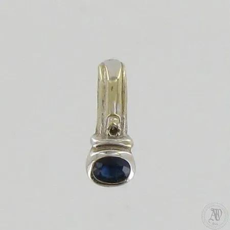 Sinisafiiririipus timantilla 1xn.0.005ct, korkeus ja leveys 12mm ja 5mm, 585br valkokulta, paino 0,9g