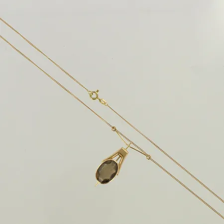 Kaulaketju kiviriipuksella, ketjun pituus 43cm, riipuksen korkeus 30mm, 585br, paino 3,7g