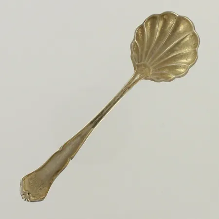 Sokerilusikka, Chippendale, kaiverrettu, pituus 115mm, paino 14,8g
