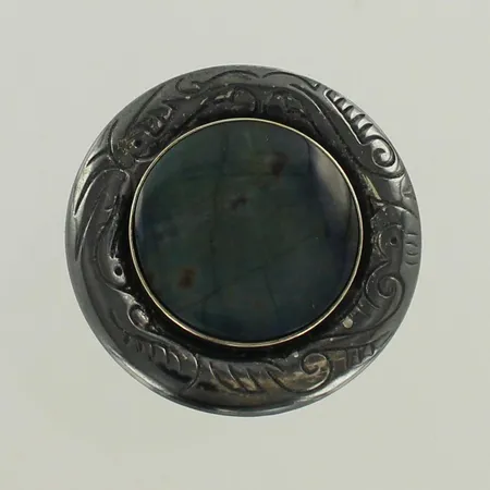 Kivirintaneula, Kalevala Koru, kivessä kulumia, Ø 47mm, 925br, paino 23,0g 