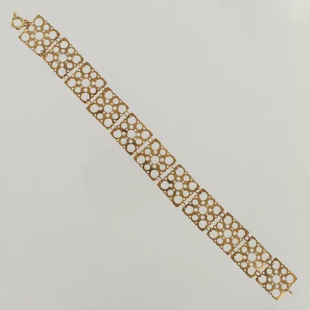 Rannekoru, design Liisa Vitali, pitsi,  pituus 20cm, leveys 16mm, 585, paino 7,2g
