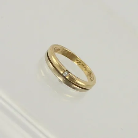 Timanttisormus 1xn.0.02ct, kaiverrettu, koko 16, 585,  paino 3,2g